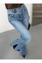 Women's High Waist Cross-Buttoned Wide Leg Jeans with Slits - 6