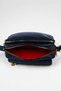Women's Dark Navy Blue 4-Compartment Soft Leather Covered Gold Color Clover Zipper Crossbody and Shoulder Bag - 3