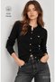 Nova Black Crew Neck Metal Logo 100% Cotton Standard Fit Women's Cardigan
