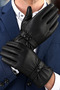 Men's Imported Black Leather Gloves 1St Grade Classroom-Friendly Fleece-Lined Touchscreen-Compatible Snow Gloves
