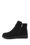 Women's Black Suede Zippered Thick Soled Boots - 6