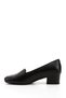 Black Heel Genuine Leather Blunt Toe Short Thick Heeled Women's Shoes 13312 - 6