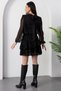 Round Neck Flocked Hem Chiffon Dress GRS3863 - 8