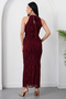 Halter Neck Dress with Waist Buckle and Tie Grs4023 - 7