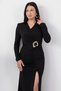 Double-Breasted Collar, Waist Buckle, Long Sleeve Dress K-262671 - 2