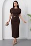 Crew Neck Flounce Sleeve Dress Dks3004 - 3