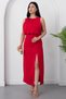 Crew Neck Slit Gathered Satin Dress 26Y200 - 3