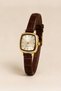 Michy Women's Wristwatch Gold Square Case Brown Leather Band Silver Dial Minimal Vintage Design Women's Watch - 2
