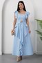 Square Neckline Shoulder and Skirt Ruffle Dress Grs4052