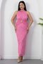 Halter Neck Dress with Waist Buckle and Tie Grs4023 - 6