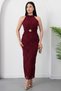 Halter Neck Dress with Waist Buckle and Tie Grs4023 - 2