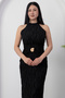 Halter Neck Dress with Waist Buckle and Tie Grs4023 - 2