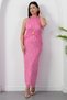 Halter Neck Dress with Waist Buckle and Tie Grs4023 - 5