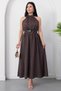 Halter Neck Leather Belted Polka Dot Dress K-261729