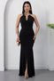V-Neck Metal Neck Collar Sandy Dress K-261749