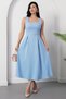 Square Neck Sleeveless Crepe Dress 2026-4558 - 3