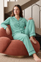 Women's winter pajama set - button-down shirt with collar, long sleeves, soft texture, relaxed fit, 2-piece loungewear set - 4