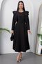 Flounce Sleeves Belted Crepe Dress 2025-4309