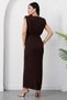 Bicycle collar waist buckled glitter dress grs4100 - 7