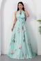 Halter neck floral dress with corsage k-262604 - 7