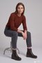 Women's Brown Zippered Wedge Heeled Genuine Leather Boots - 4