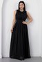 Crew Neck Waist Gathered Chiffon Dress K-261639