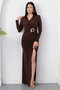 Double-Breasted Collar, Waist Buckle, Long Sleeve Dress K-262671 - 5