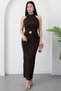 Halter Neck Dress with Waist Buckle and Tie Grs4023