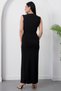 Crew Neck Side Gathered Dress with Buckle K-251605 - 8