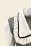 Gray Knitwear Sweater with Bead Embroidered Shirt Detail on the Collar - 4