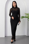 Mock Neck Long Sleeve Lined Lace Dress Dks1362-1