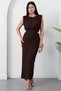 Bicycle collar waist buckled glitter dress grs4100 - 3