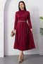 Half Fisherman Skirt Pleated Belted Dress 2025-4400
