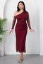 One Shoulder Long Sleeve Rhinestone Tulle Dress Dks1012 - 6