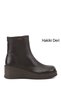 Women's Brown Zippered Wedge Heeled Genuine Leather Boots
