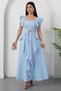 Square Neckline Shoulder and Skirt Ruffle Dress Grs4052 - 6