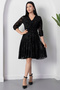 Double-Breasted Collar Long Flocked Printed Tulle Dress Dks1400 - 5