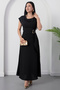 Wide Collar Waist Buckle Sleeveless Dress Grs3978 - 3