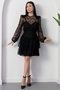 Crew Neck Layered Flocked Tulle Dress Ny3104 - 7