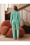 Women's winter pajama set - button-down shirt with collar, long sleeves, soft texture, relaxed fit, 2-piece loungewear set - 3