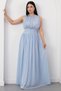 Crew Neck Waist Gathered Chiffon Dress K-261639 - 5