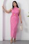 Halter Neck Dress with Waist Buckle and Tie Grs4023 - 4