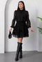 Round Neck Flocked Hem Chiffon Dress GRS3863 - 3