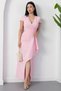 Double-Breasted Collar Skirt Pleated Slit Dress Jnl3115 - 4