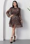 Neck Tie V-Neck Leopard Chiffon Dress Ny3299 - 5