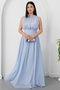 Crew Neck Waist Gathered Chiffon Dress K-261639 - 4
