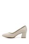 Women's Beige Antique Pointed Toe Medium Thick Heeled Genuine Leather Shoes - 6
