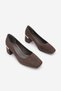 Women's Blunt Toe Thick Heeled Shoes Zeylor Brown Suede - 5
