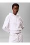 Women's Regular Fit CK Logo-Embroidered White Hooded Long-Sleeve Sweatshirt - 3