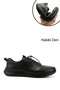 Men's Black Lace-Up Rubber Sole Genuine Leather Sneakers